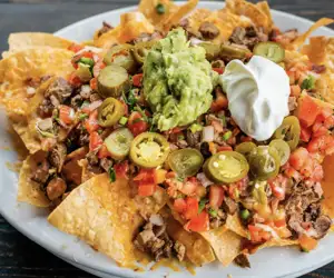 The go-to item at the Saloon....Tri-tip steak Nachos!